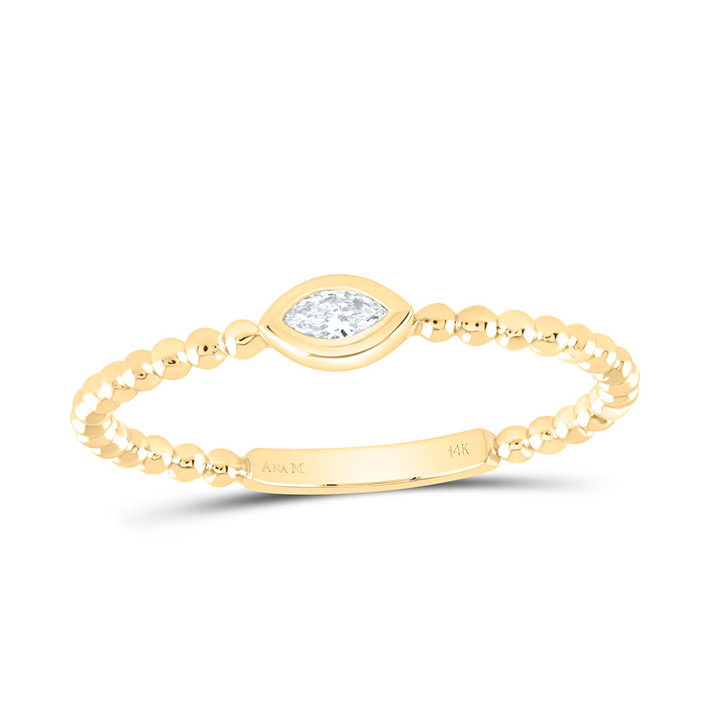 14K Yellow Or White Gold 1/20Cttw Natural Diamond I1 Fashion Marquise Ladies Ring