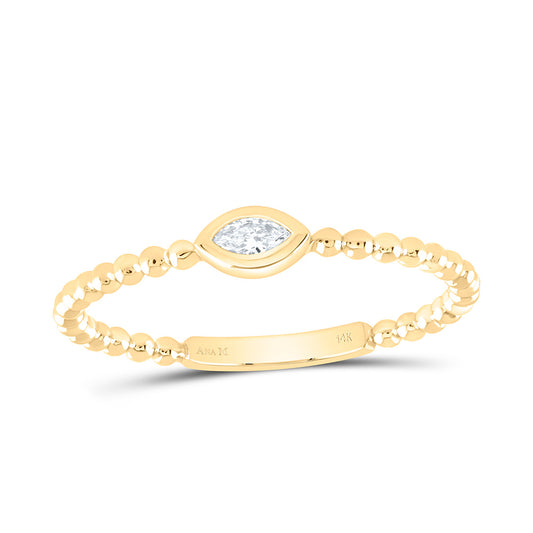 14K Yellow Or White Gold 1/20Cttw Natural Diamond I1 Fashion Marquise Ladies Ring