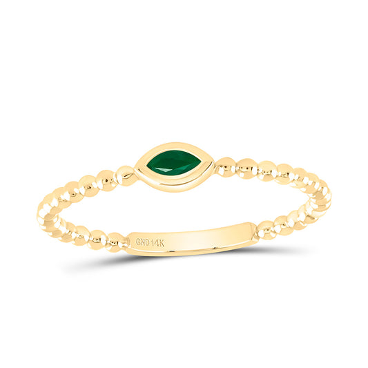14K Yellow Gold 4X2.1Mm Emerald Natural Gem Marquise Ladies Ring