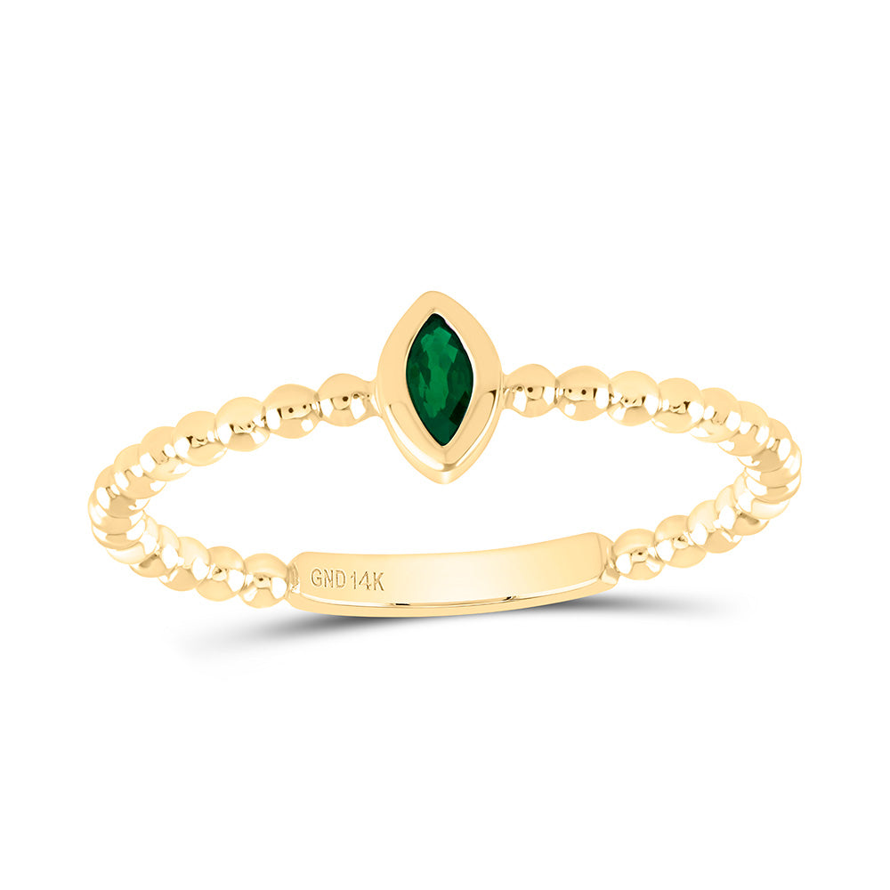 14K Yellow Or White Or Rose Gold 4X2.1Mm Marquise Gem Ladies Ring