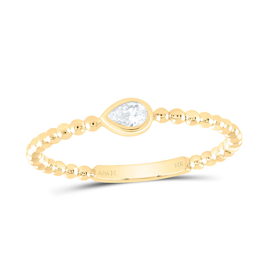 14K Yellow Or White Gold 1/12Cttw Natural Diamond I1 Fashion Pear Ladies Ring