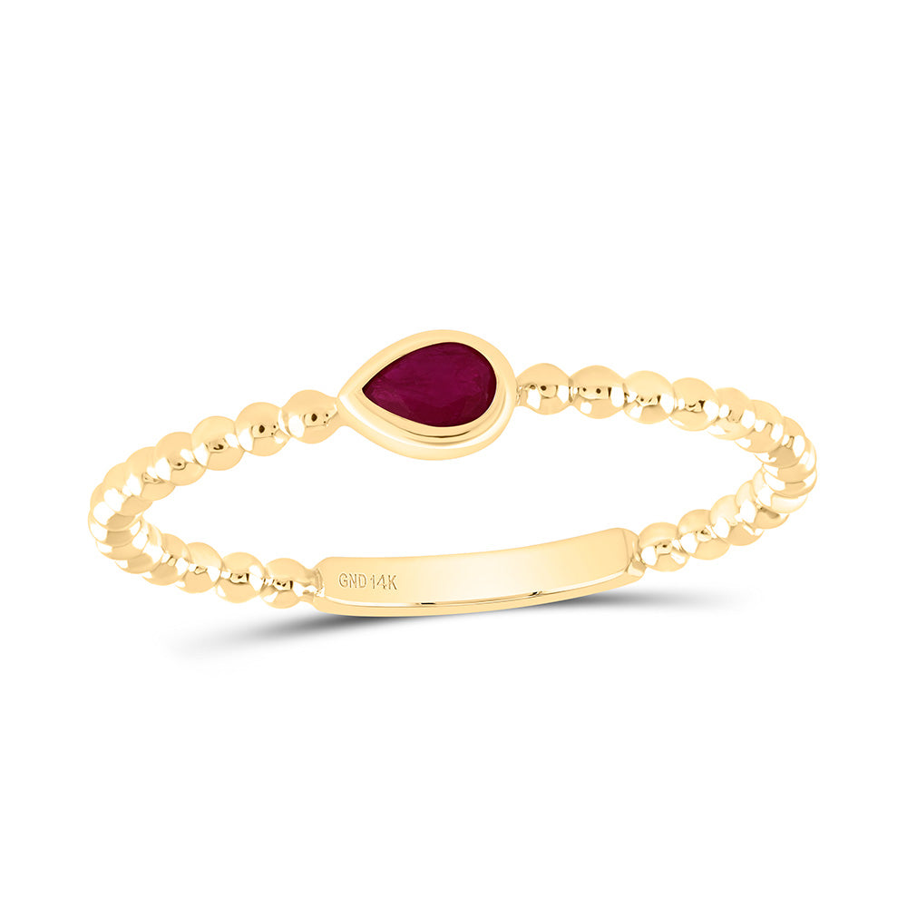 14K Yellow Or White Or Rose Gold 4X3Mm Pear Gem Ladies Ring