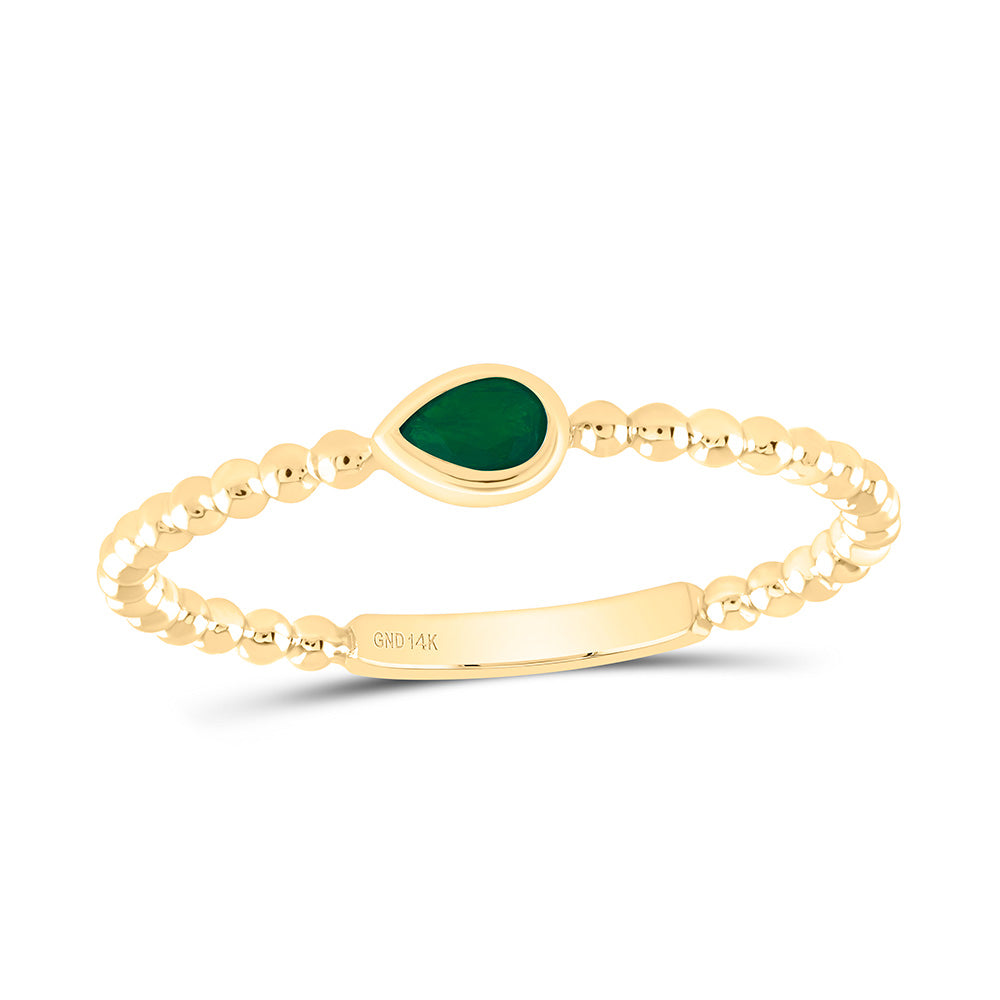 14K Yellow Or White Or Rose Gold 4X3Mm Pear Gem Ladies Ring