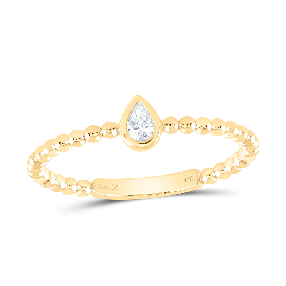 14K Yellow Or White Gold 1/12Cttw Natural Diamond I1 Fashion Pear Ladies Ring