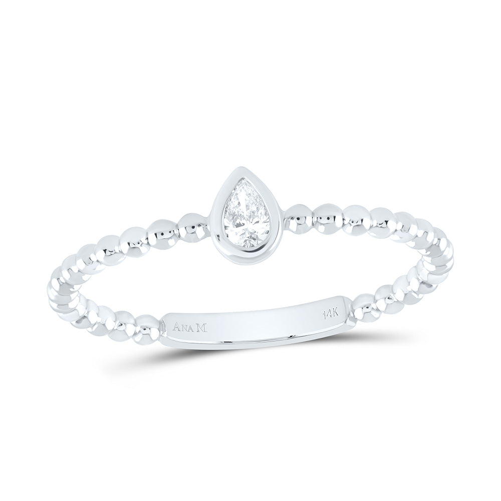 14K Yellow Or White Gold 1/12Cttw Natural Diamond I1 Fashion Pear Ladies Ring