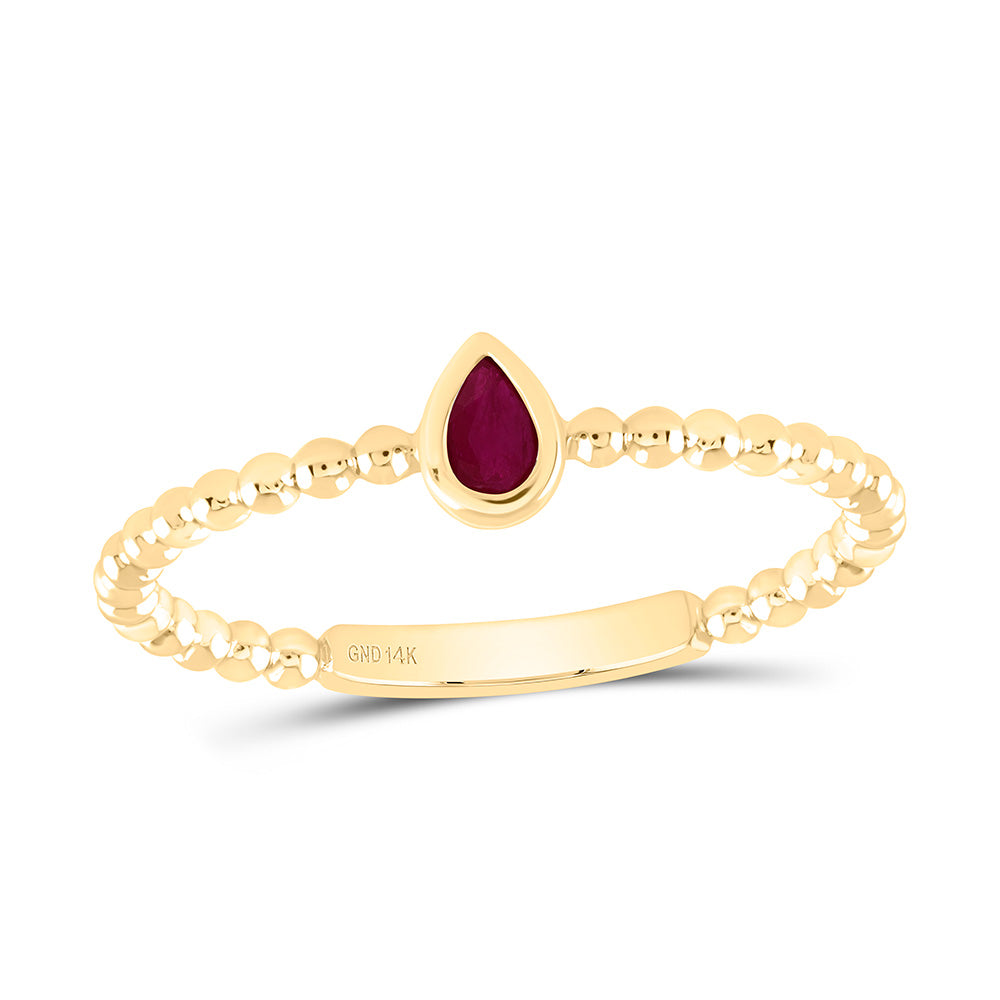 14K Yellow Or White Or Rose Gold 4X3Mm Pear Gem Ladies Ring