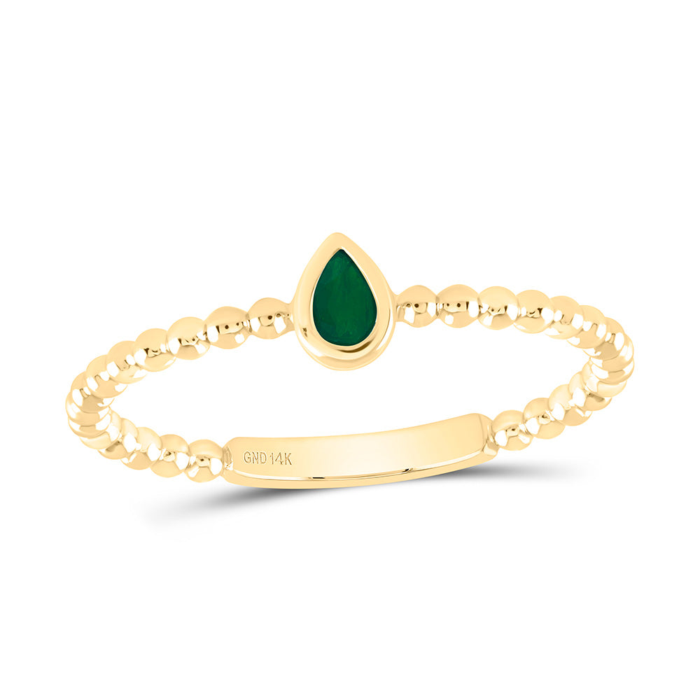 14K Yellow Or White Or Rose Gold 4X3Mm Pear Gem Ladies Ring