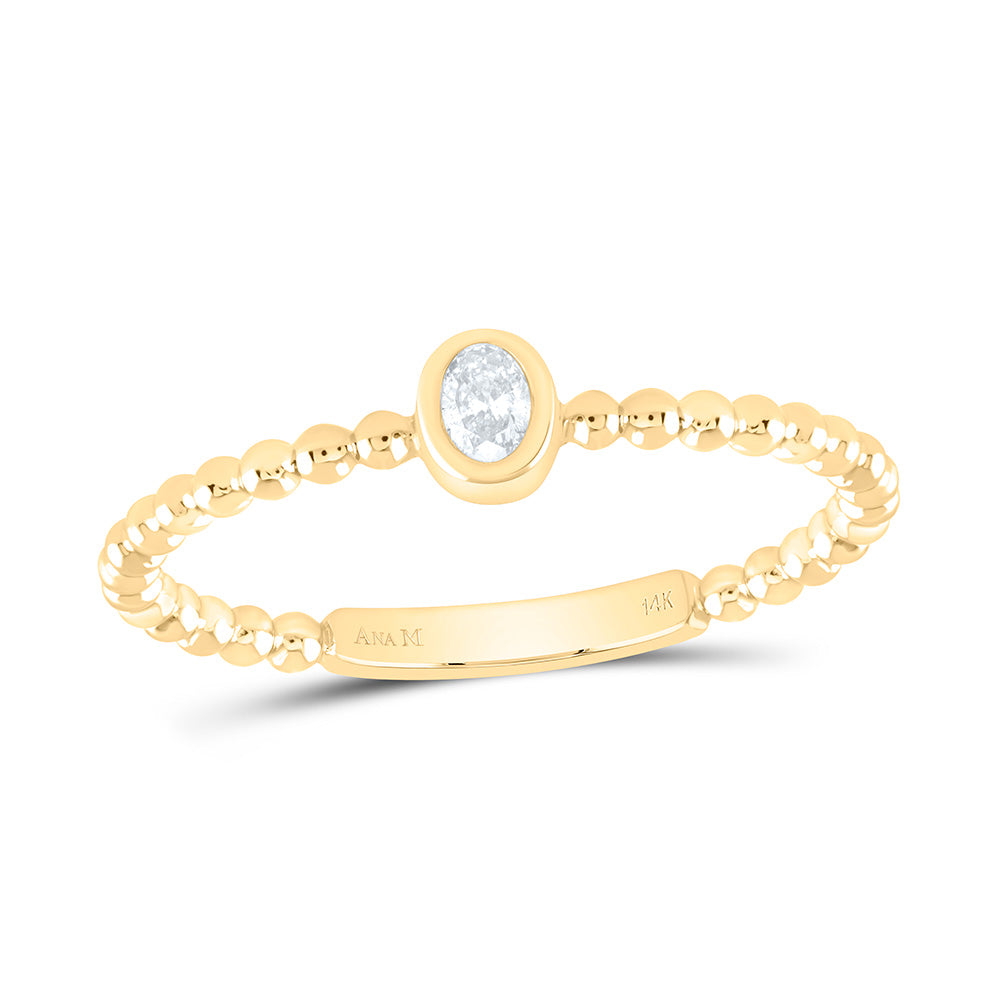 14K Yellow Or White Gold 1/12Cttw Natural Diamond I1 Fashion Oval Ladies Ring