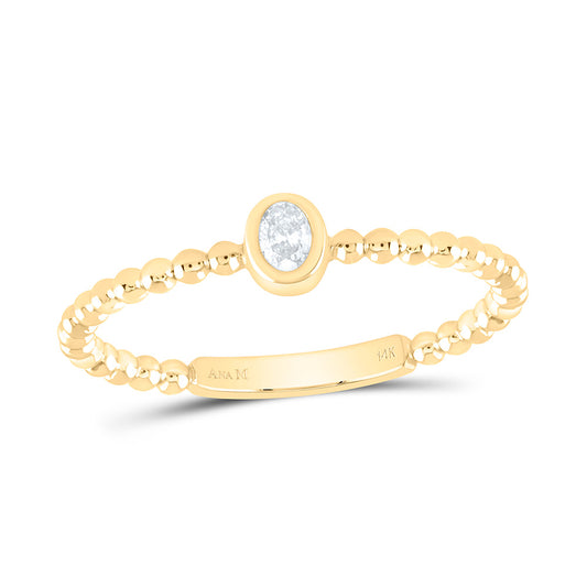 14K Yellow Or White Gold 1/12Cttw Natural Diamond I1 Fashion Oval Ladies Ring