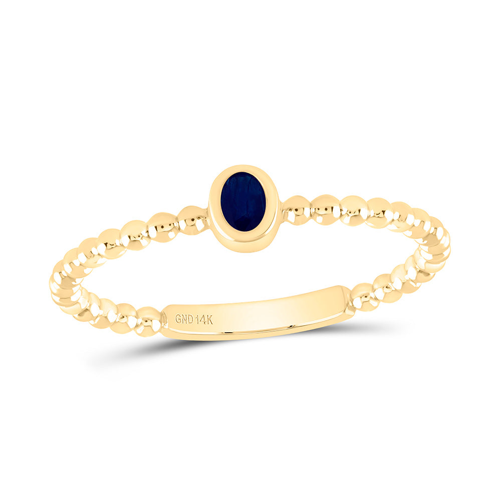 14K Yellow Gold 4X3Mm Blue Sapphire Natural Gem Oval Ladies Ring