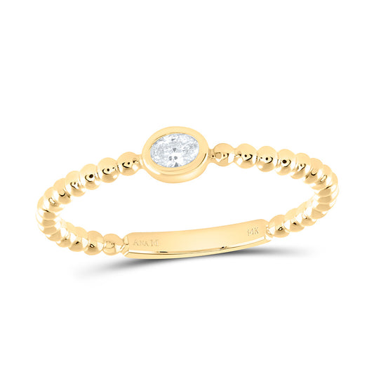 14K Yellow Gold 1/12Cttw Natural Diamond Fashion Oval Ladies Ring