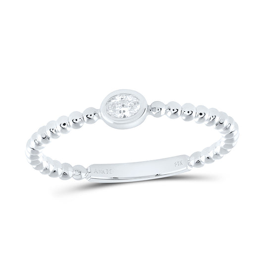 14K White Gold 1/12Cttw Natural Diamond Ov-I1 Fashion Oval Ladies Ring