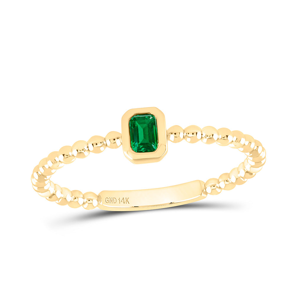 14K Yellow Or White Or Rose Gold 3.7X2.6Mm Emerald Gem Ladies Ring