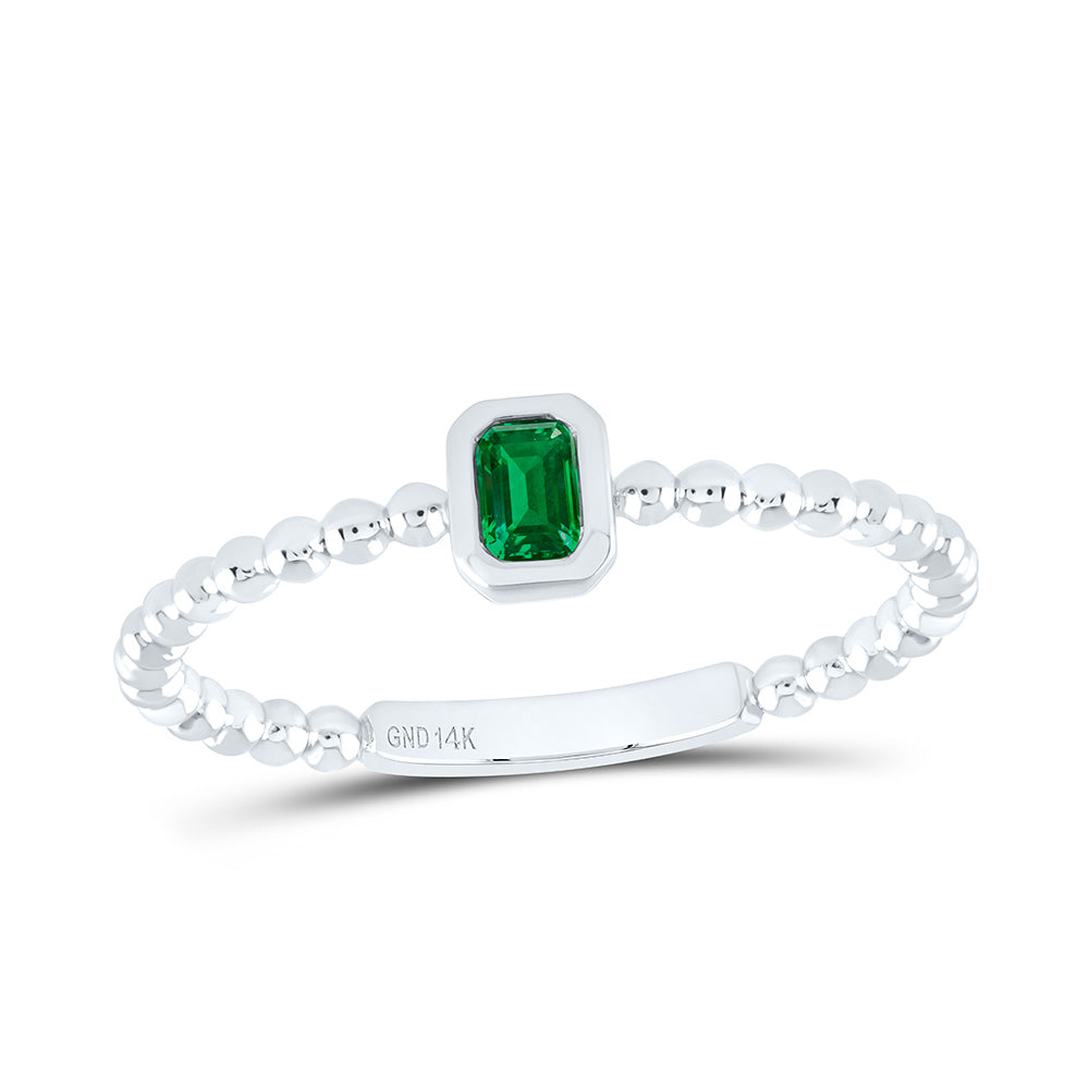 14K Yellow Or White Or Rose Gold 3.7X2.6Mm Emerald Gem Ladies Ring