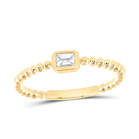 14K Yellow Or White Gold 1/6Cttw Natural Diamond I1 Fashion Emerald Ladies Ring