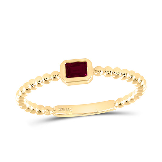 14K Yellow Gold 3.7X2.6Mm Ruby Natural Gem Emerald Shape Ladies Ring