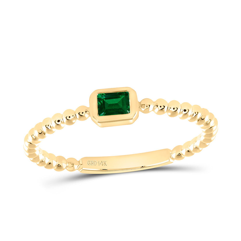 14K Yellow Or White Or Rose Gold 3.7X2.6Mm Emerald Shape Gem Ladies Ring