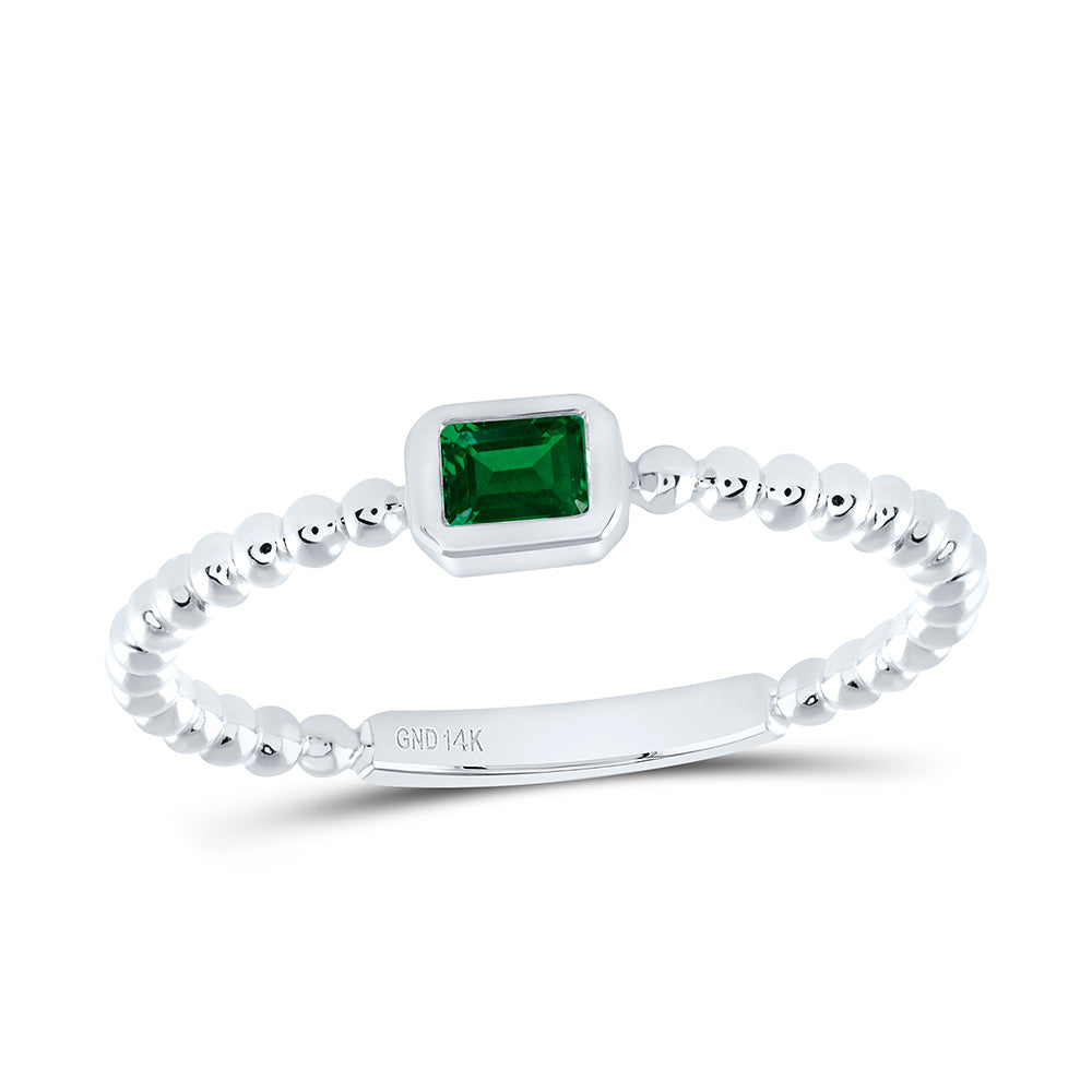 14K Yellow Or White Or Rose Gold 3.7X2.6Mm Emerald Shape Gem Ladies Ring