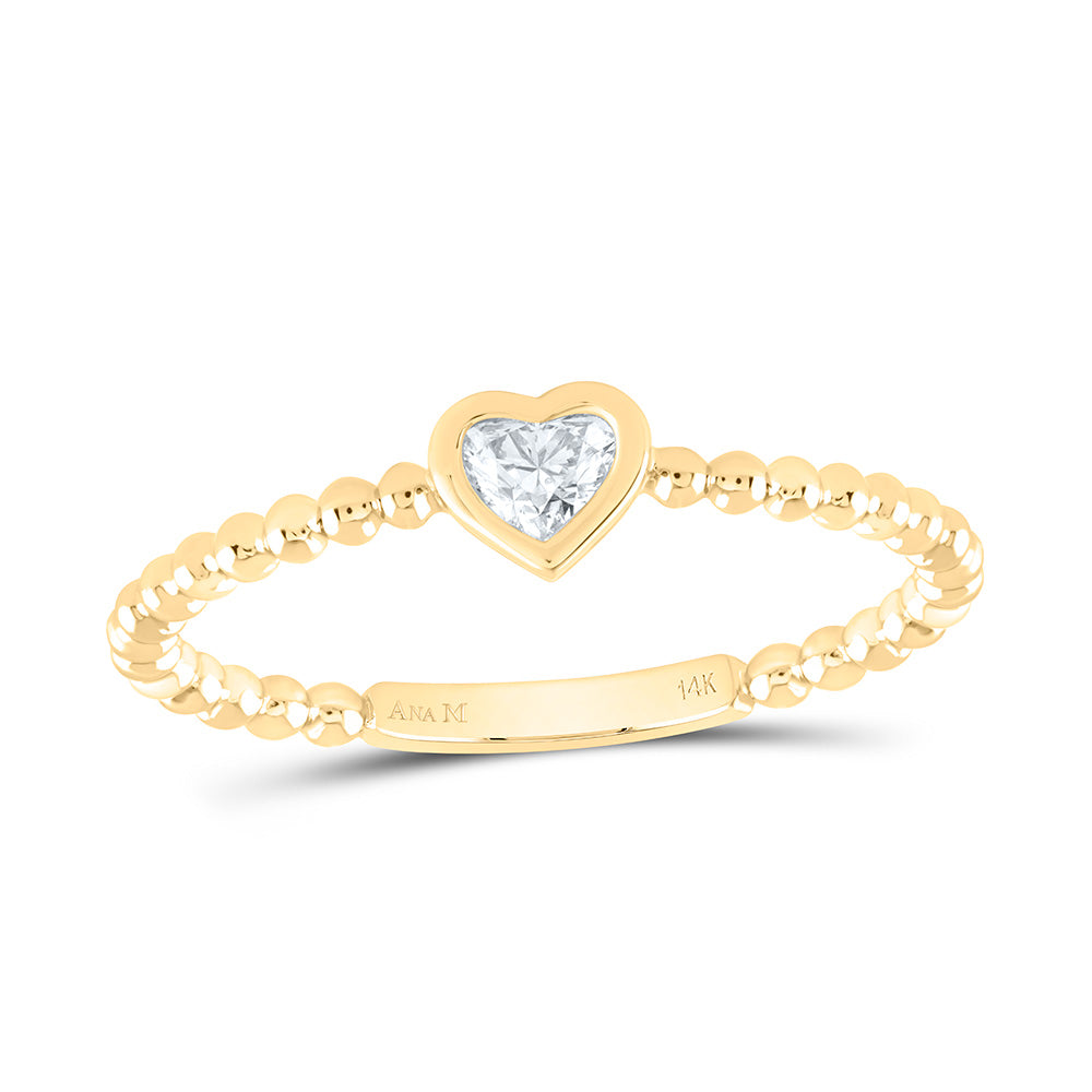 14K Yellow Or White Gold 1/5Cttw Natural Diamond I1 Fashion Heart Ladies Band