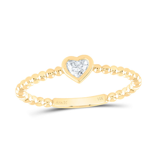 14K Yellow Or White Gold 1/5Cttw Natural Diamond I1 Fashion Heart Ladies Band
