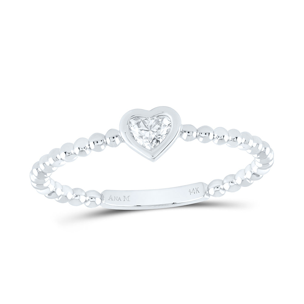 14K Yellow Or White Gold 1/5Cttw Natural Diamond I1 Fashion Heart Ladies Band