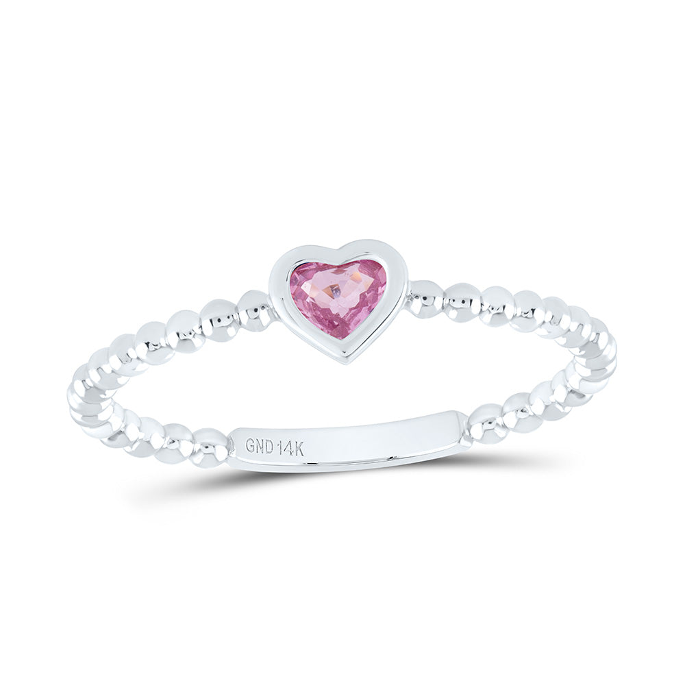 14K Yellow Or White Or Rose Gold 3.4X3.4Mm Gem Heart Ladies Ring