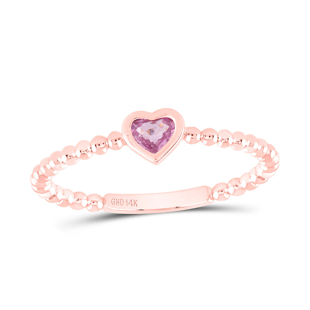 14K Yellow Or White Or Rose Gold 3.4X3.4Mm Gem Heart Ladies Ring