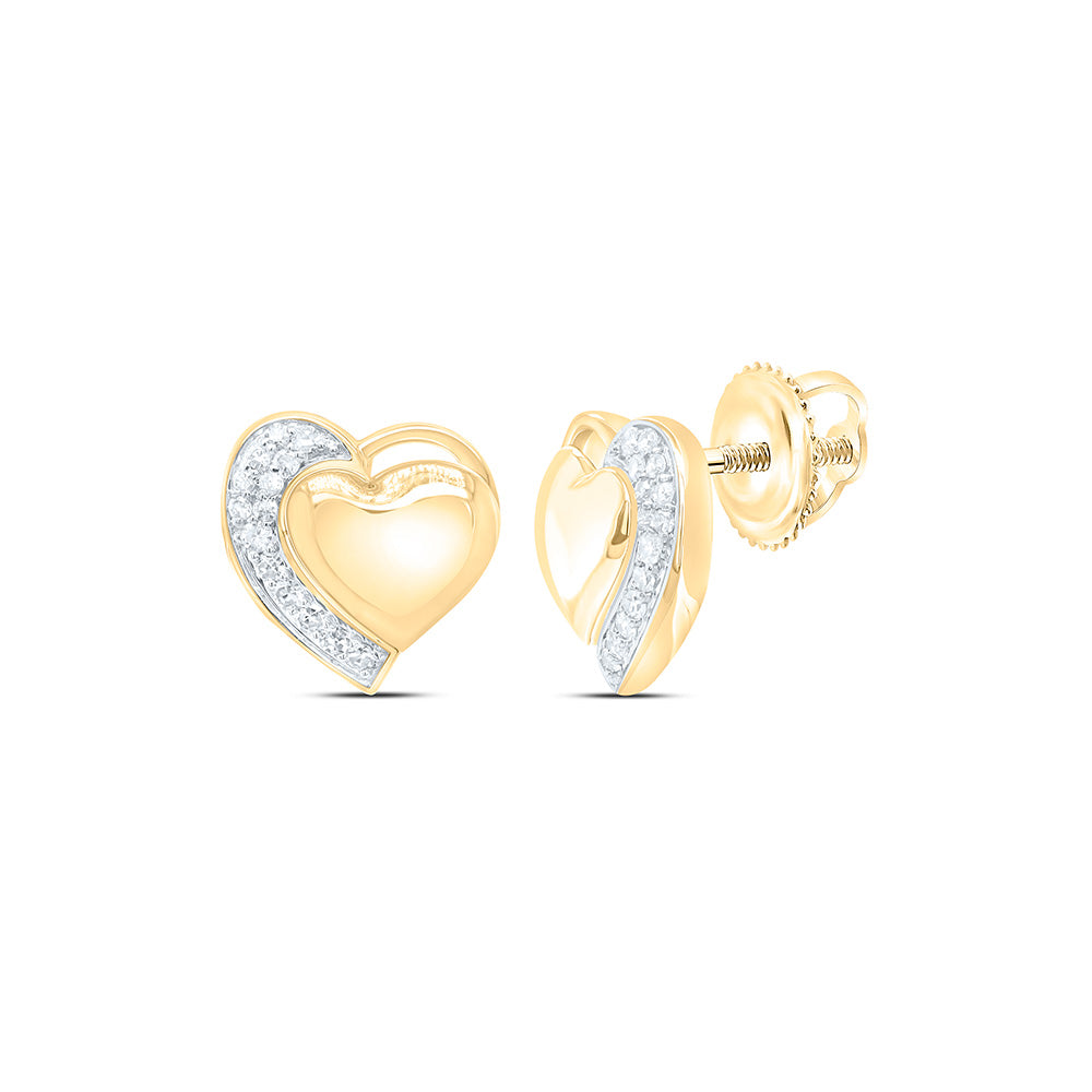 10K Yellow Or White Gold 1/10Cttw Natural Diamond Fashion Heart Earring