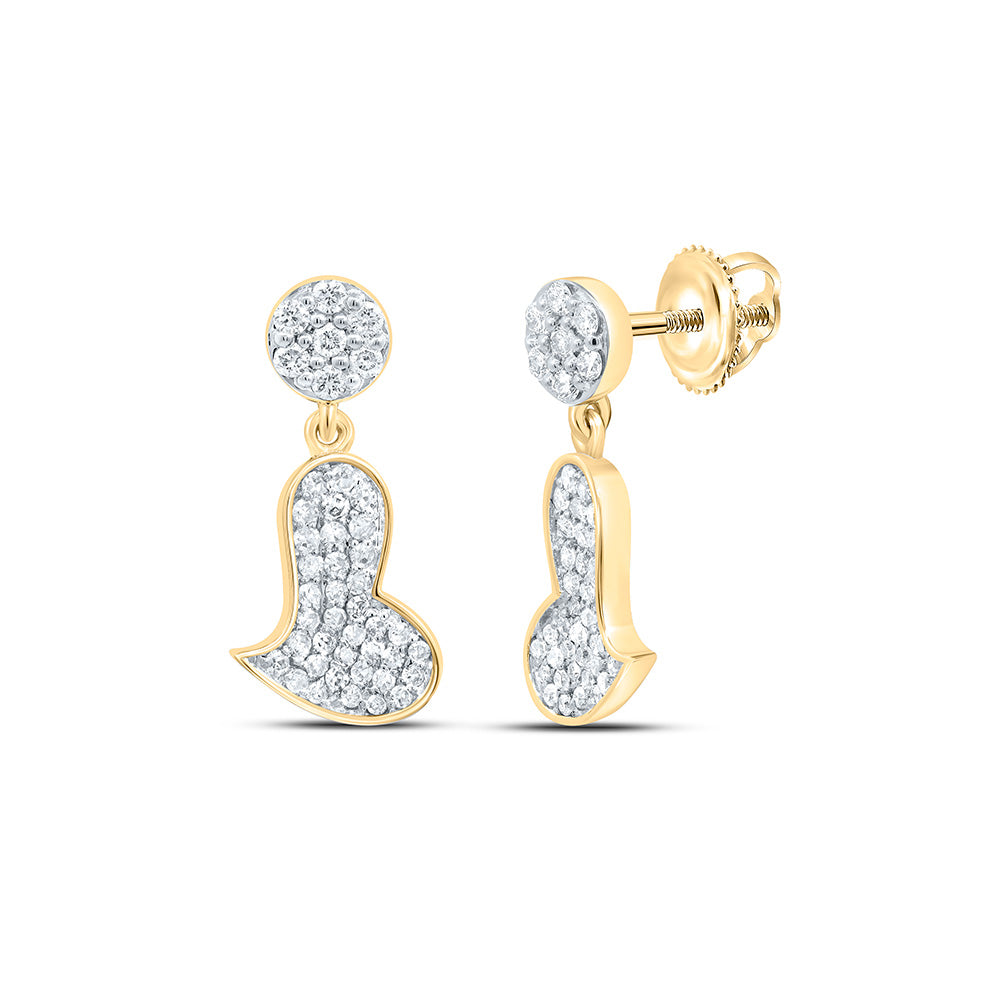 10K Yellow Or White Gold 3/8Cttw Natural Diamond Fashion Heart Dangling Earring