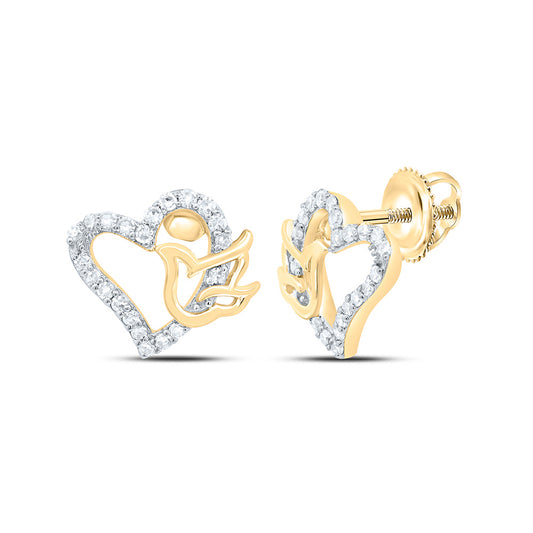 10K Yellow Or White Gold 1/6Cttw Natural Diamond Fashion Heart Earring