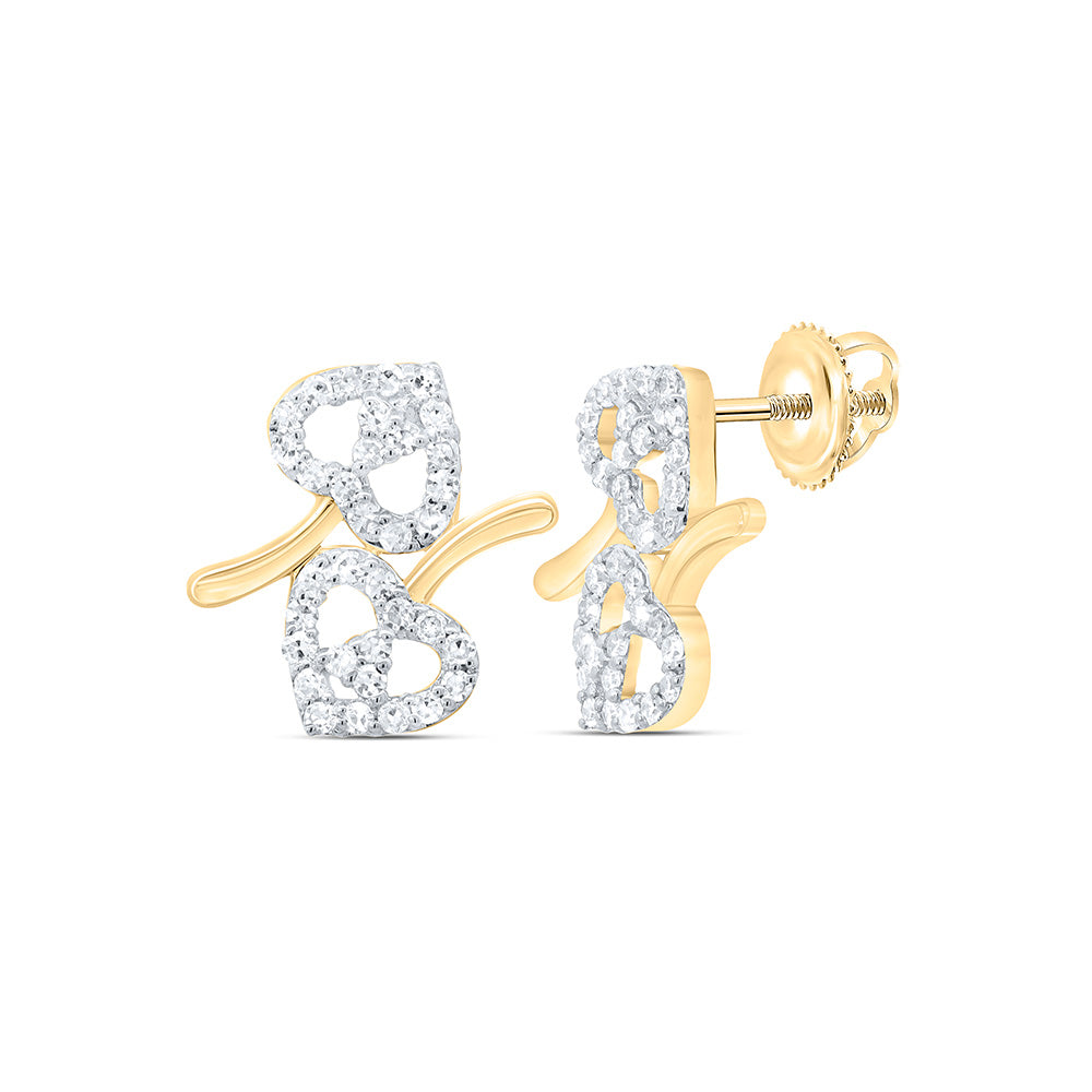 10K Yellow Or White Gold 1/4Cttw Natural Diamond Fashion Heart Earring