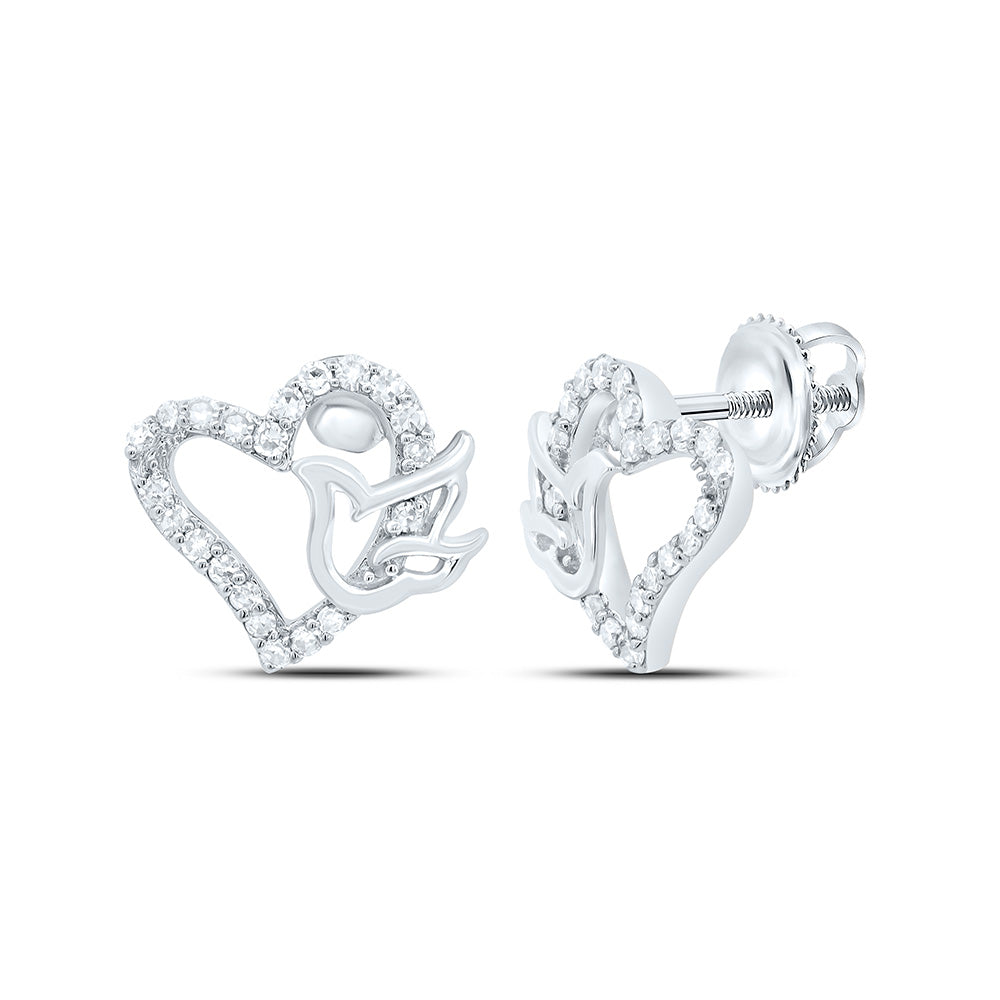 10K Yellow Or White Gold 1/6Cttw Natural Diamond Fashion Heart Earring