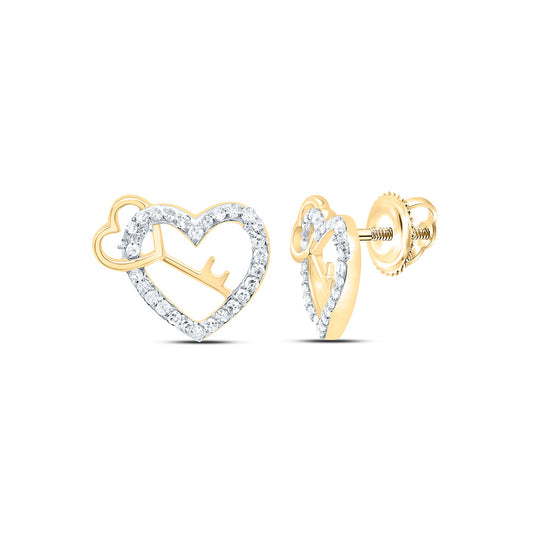 10K Yellow Or White Gold 1/5Cttw Natural Diamond Fashion Heart Earring