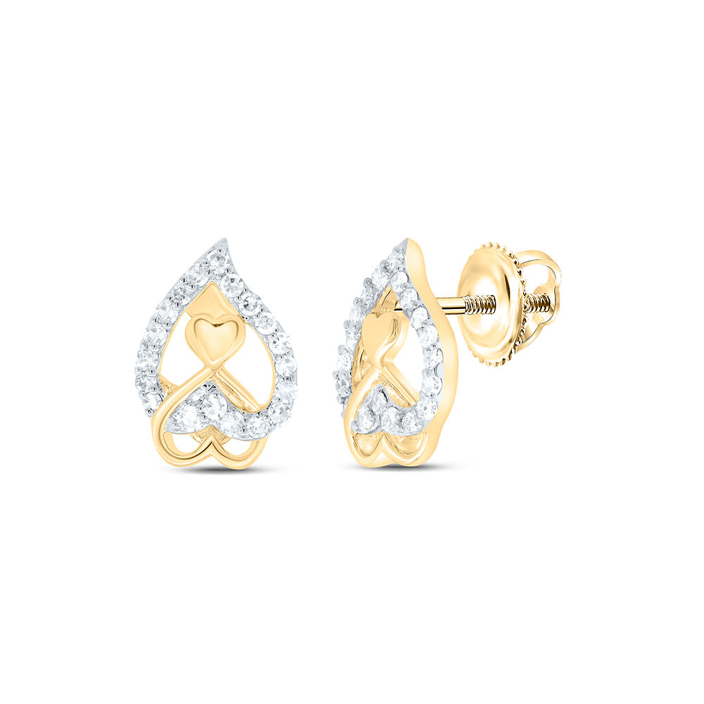 10K Yellow Or White Gold 1/6Cttw Natural Diamond Fashion Heart Earring