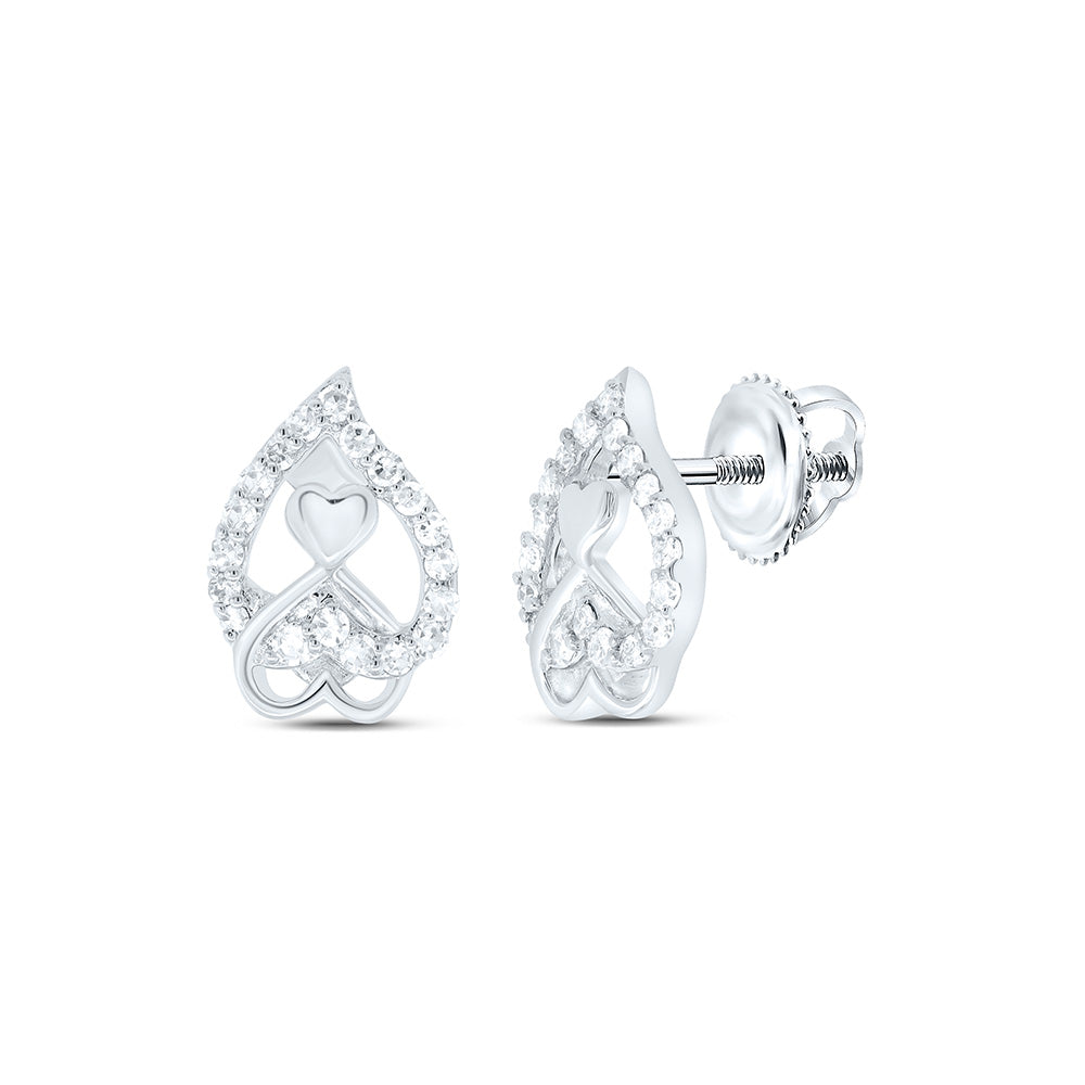 10K Yellow Or White Gold 1/6Cttw Natural Diamond Fashion Heart Earring