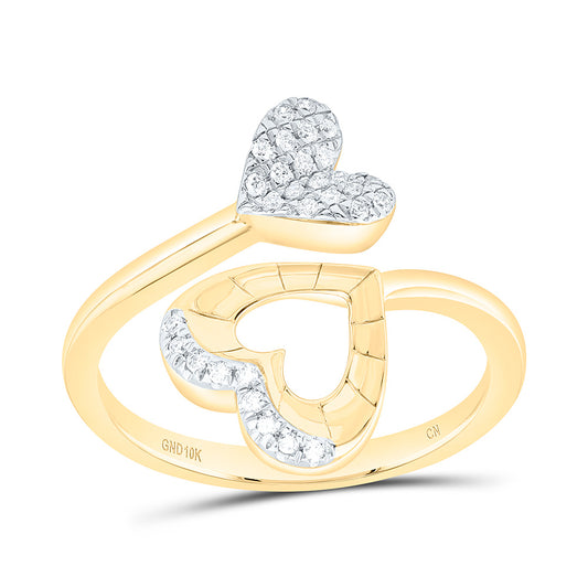 10K Yellow Gold 1/8Cttw Natural Diamond Fashion Heart Ring