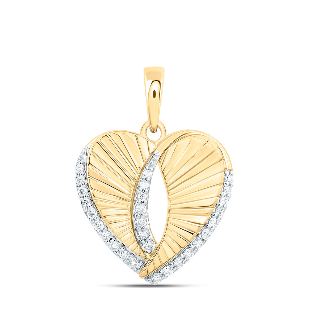 10K Yellow Gold 1/6Cttw Natural Diamond Fashion Heart Pendant