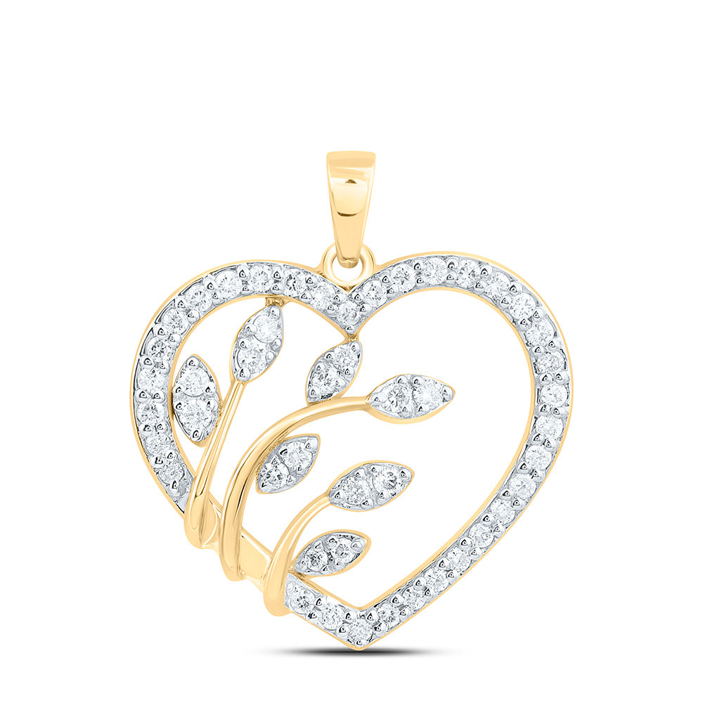 10K Yellow or White Or Rose Gold 1/4Cttw Natural Diamond Cn Fashion Heart Pendant