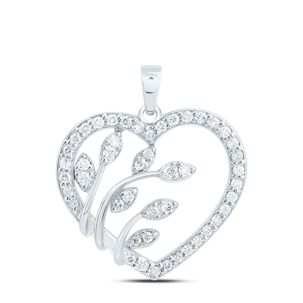 10K Yellow or White Or Rose Gold 1/4Cttw Natural Diamond Cn Fashion Heart Pendant