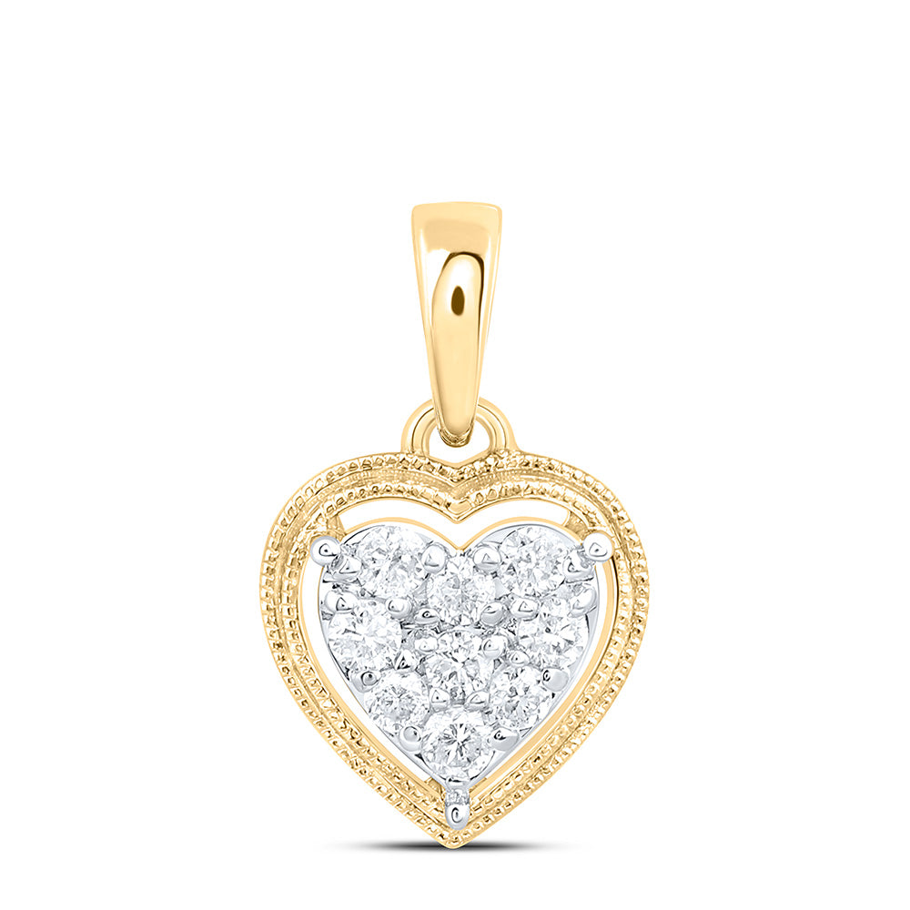 10K Yellow Or White Gold 1/6Cttw Natural Diamond Cn Fashion Heart Pendant