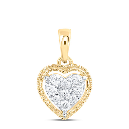 10K Yellow Or White Gold 1/6Cttw Natural Diamond Cn Fashion Heart Pendant