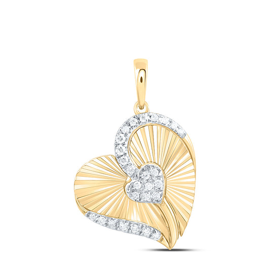 10K Yellow Gold 1/6Cttw Natural Diamond Fashion Heart Pendant