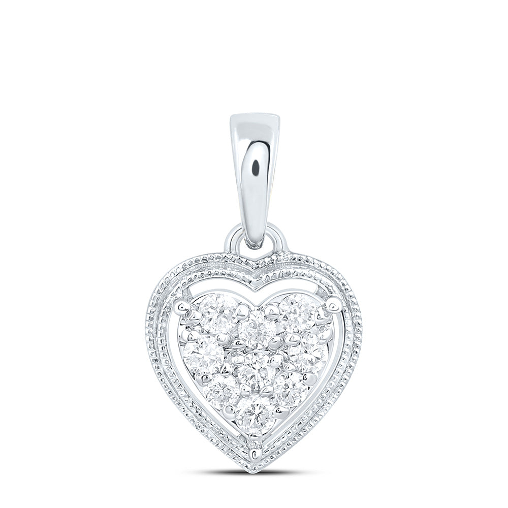 10K Yellow Or White Gold 1/6Cttw Natural Diamond Cn Fashion Heart Pendant