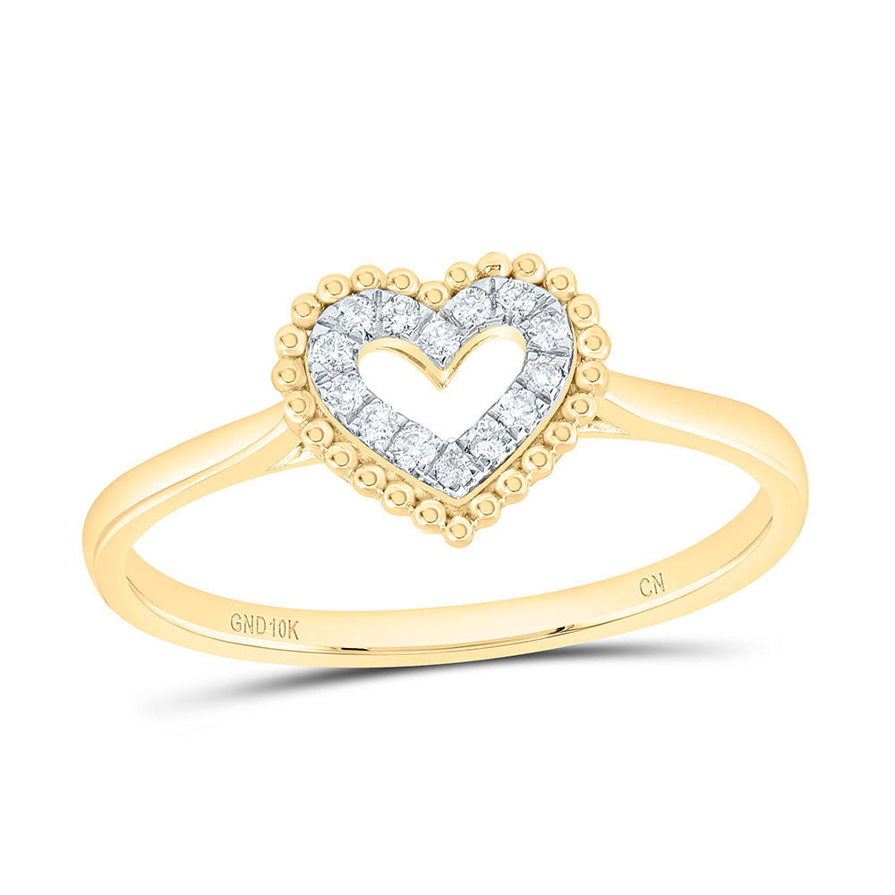 10K Yellow Or White Gold 1/12Cttw Natural Diamond Cn Fashion Heart Ring