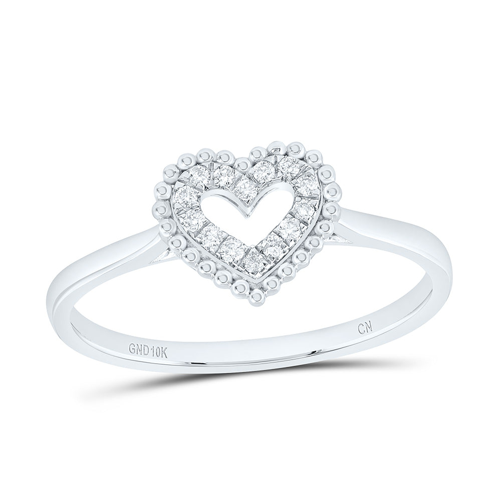 10K Yellow Or White Gold 1/12Cttw Natural Diamond Cn Fashion Heart Ring