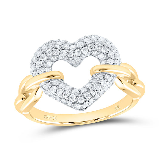 10K Yellow Or White Gold 1/2Cttw Natural Diamond Cn Fashion Heart Ring