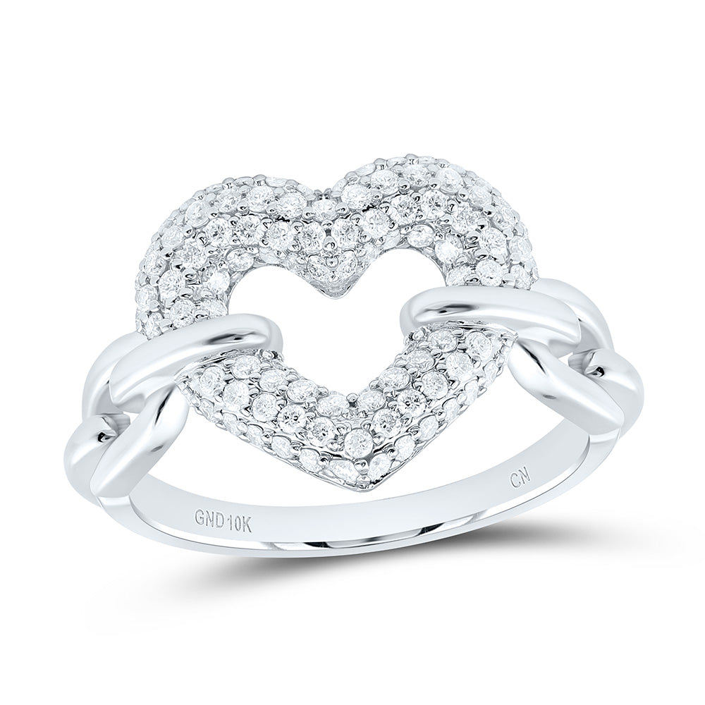10K Yellow Or White Gold 1/2Cttw Natural Diamond Cn Fashion Heart Ring