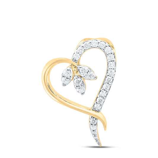 10K Yellow Or White Gold 1/8Cttw Natural Diamond Cn Fashion Heart Pendant