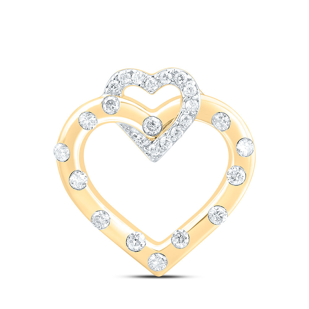 10K Yellow Gold 1/5Cttw Natural Diamond Fashion Heart Pendant