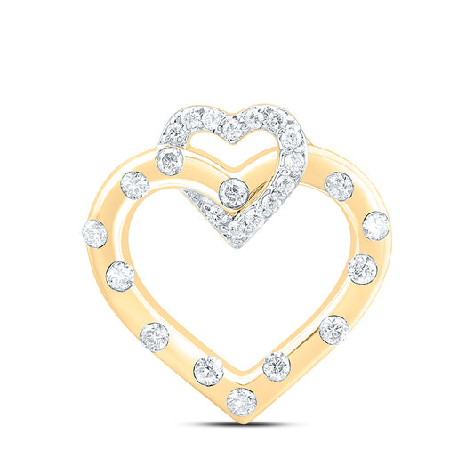 10K Yellow Gold 1/5Cttw Natural Diamond Fashion Heart Pendant